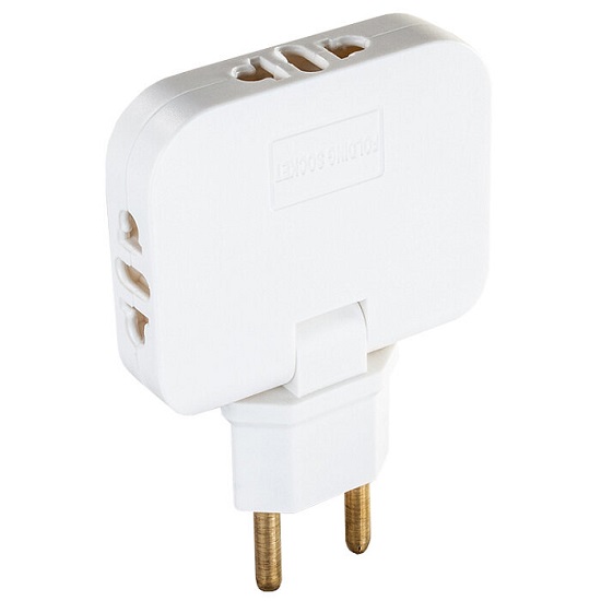 Переходник WALKER WH-03 в розетку, поворотный, плоский, белый