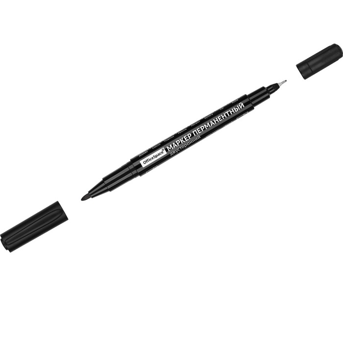 Маркер перманентный двухсторонний OfficeSpace черный, пулевидный, 0,5/2,0мм DPM_55945