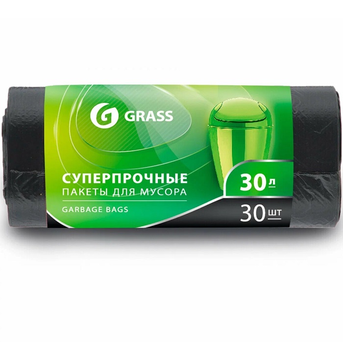 Мешок для мусора GRASS в рулоне 30л. 55*46 10 мкр. (черный) (рул. 30 шт) (PP-0022)