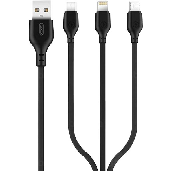 Кабель USB <-->Lightning/Type-C/microUSB  1.0м XO NB103, черный