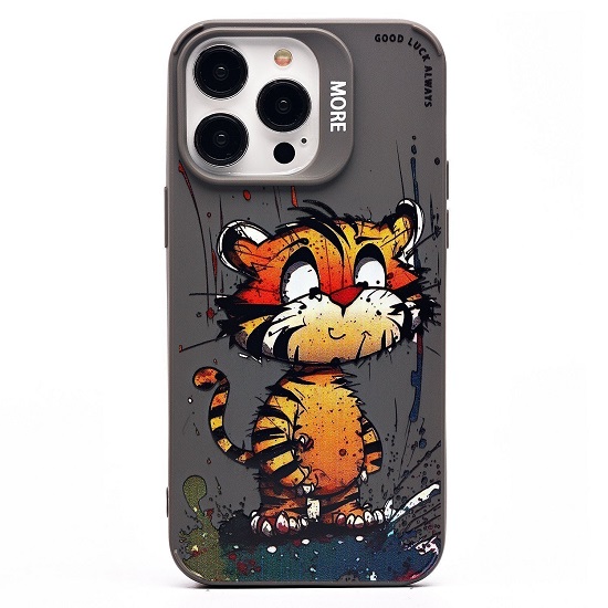 Задняя накладка SC335 для iPhone 14 Pro Max  (тигр) (gray)