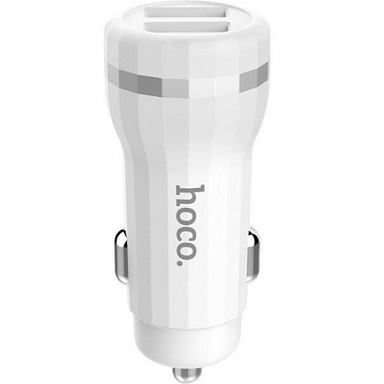 Авто ЗУ 2USB 2.4A HOCO Z27, Staunch microUSB, белый