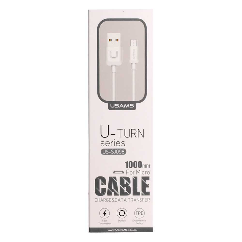 Кабель USB <--> microUSB  1.0м USAMS U-Turn Series US-SJ098 круглый, белый