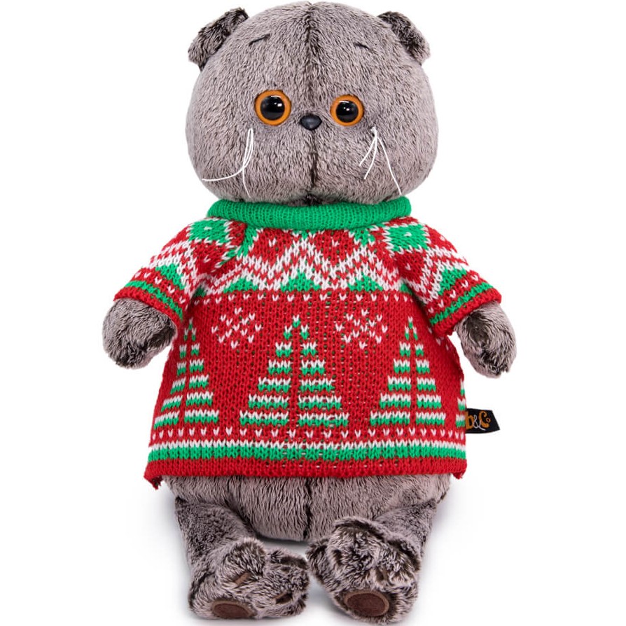 Мягкая игрушка Басик в свитере с елками , 22см (Ks22-189)