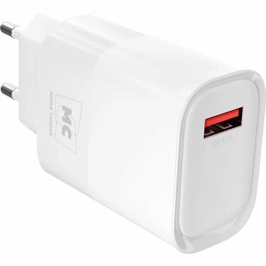 Сетевое ЗУ 1 USB 3A MORE CHOICE NC09 White, 15W