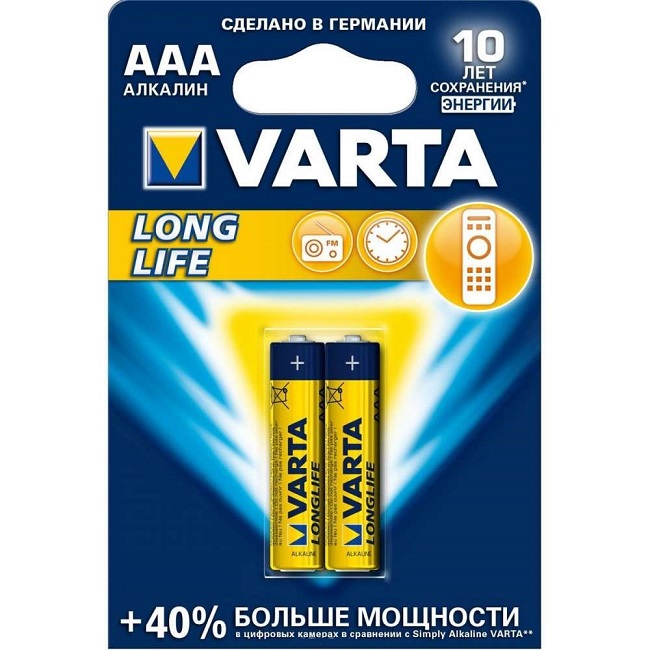 Элемент питания VARTA LR03 LongLife BL-2 (2/20/100)