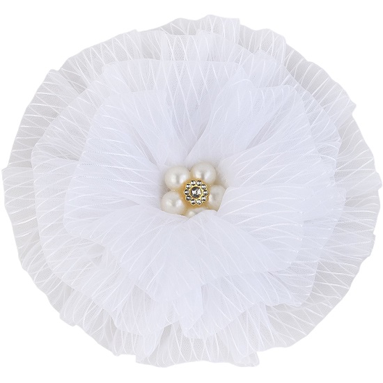 Бант для волос на резинке школьный, белый, 11 см, Принцессы