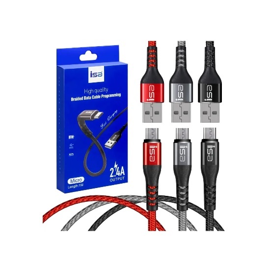 Кабель USB <--> microUSB  1.0м ISA DC-G03 LUX алюминий/нейлон серый
