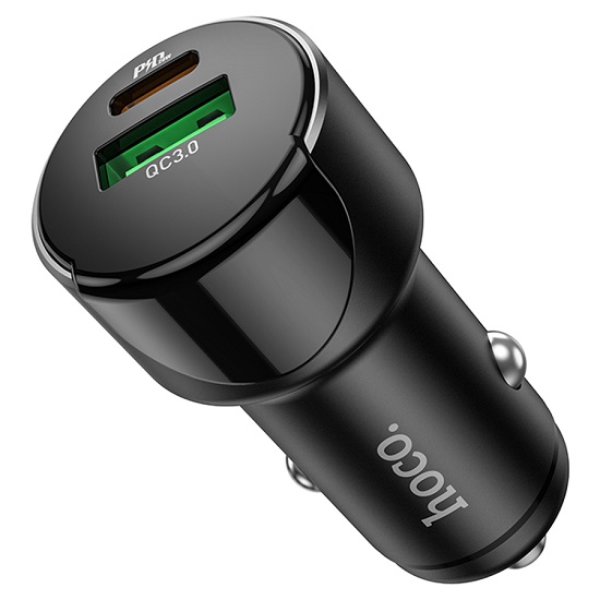 Авто ЗУ 1USB/1Type-C HOCO Z42, серый, PD20W + QC3.0