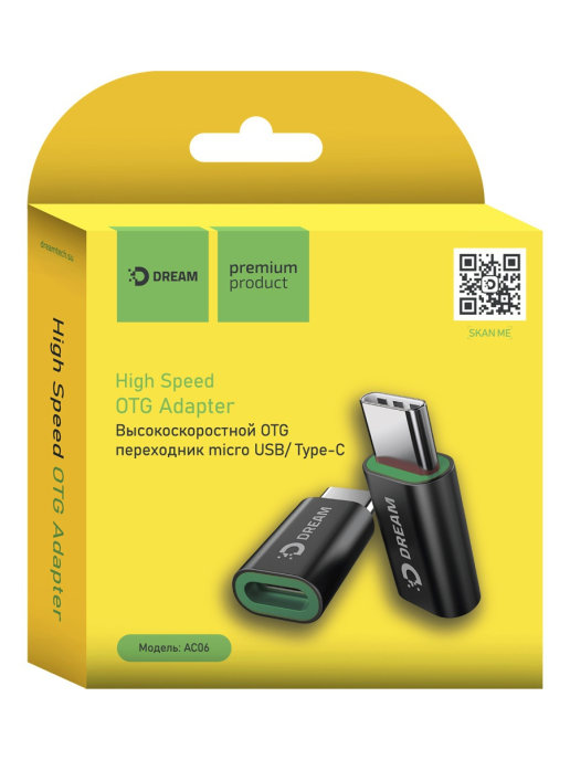 Переходник OTG DREAM AC06 Type-C/MicroUSB черный