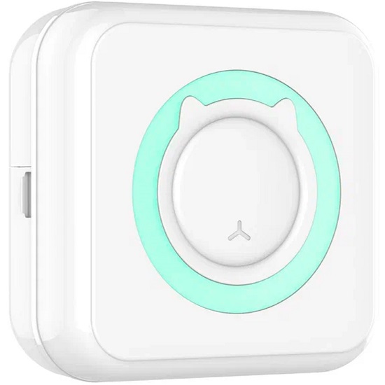 Детский мини-принтер для фотографий Kid Joy, 200DPI, Bluetooth 5.1, (C15), белый с бирюзой