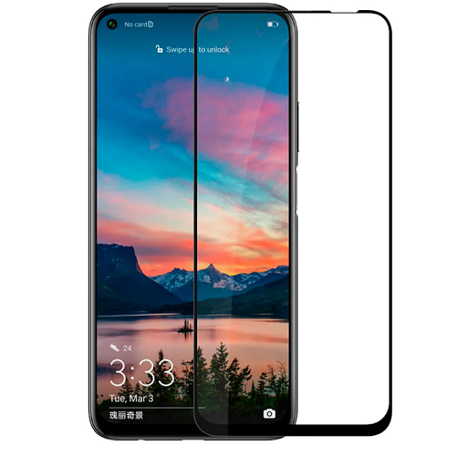 Противоударное стекло NONAME для Huawei P40 Lite/Honor 9C с черной рамкой
