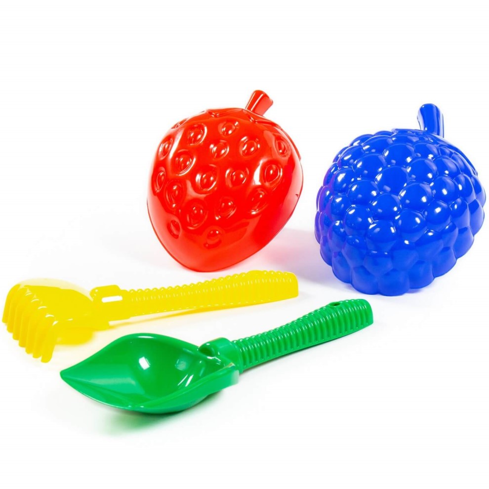 Набор ПОЛЕСЬЕ №412: лопата №6, грабли №6, формочки "Фрукты" большие 2 шт