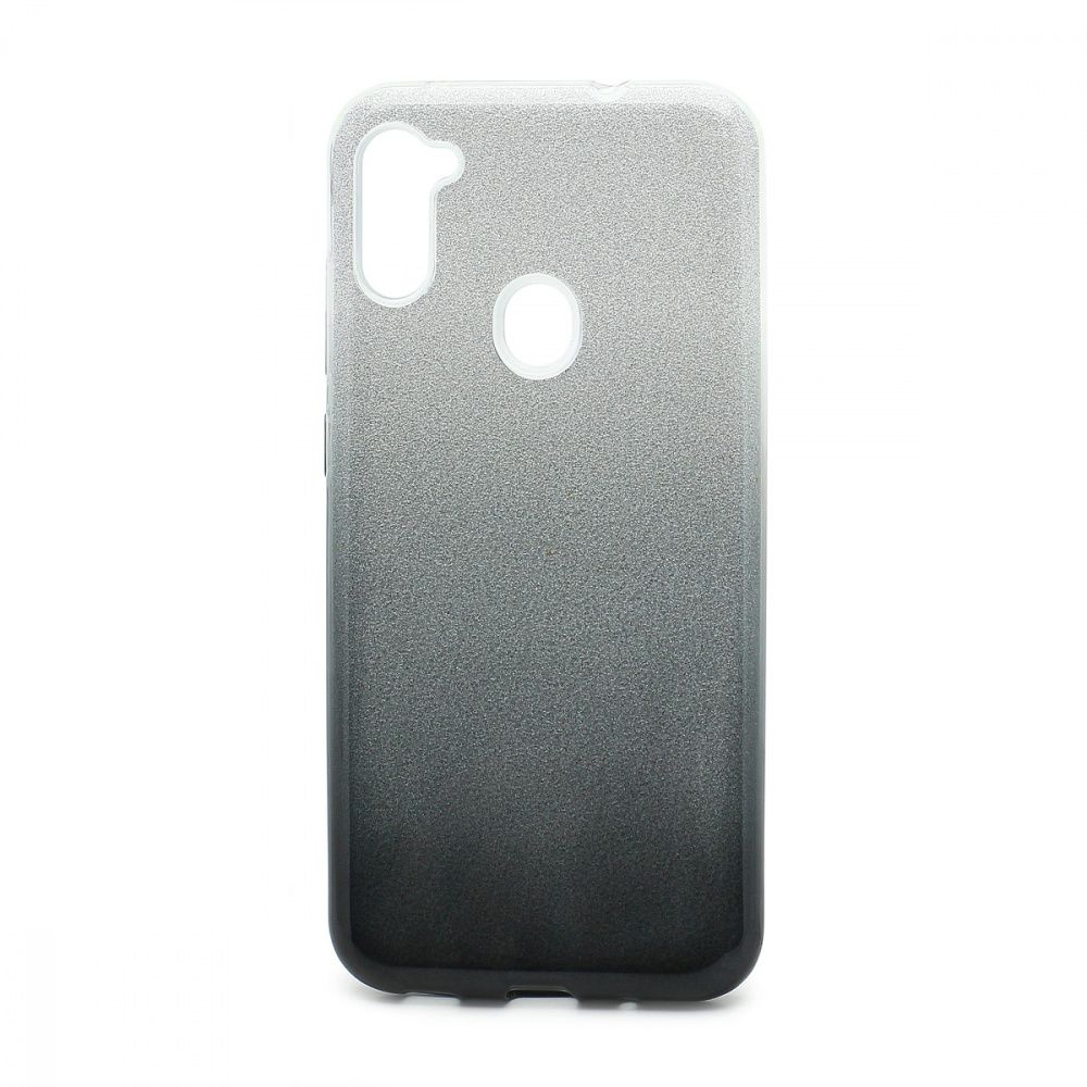 Силиконовый чехол FASHION для Samsung Galaxy A11/M11 серебристо-черный с блестками