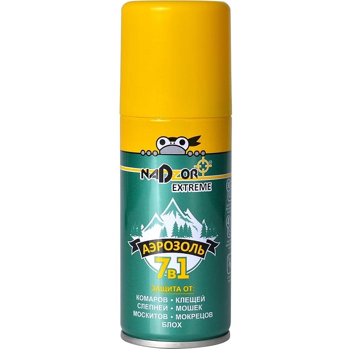 Аэрозоль NADZOR Extreme 7 в 1 ( от комаров, клещей, мошки, мокрецов, слепней, москитов, блох) 15