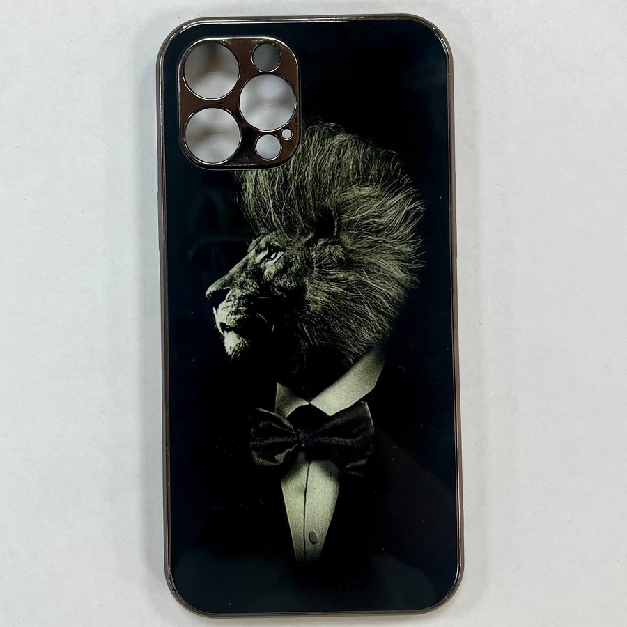 Задняя накладка Craft, для iPhone 12 Pro Max, стекло c принтом, "Лев"