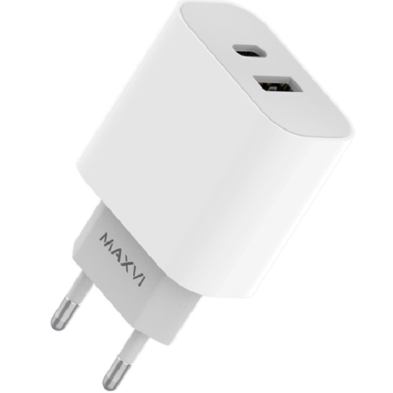 Сетевое ЗУ 1USB/1Type-C 6A MAXVI CHL-602PD, белое, 30W