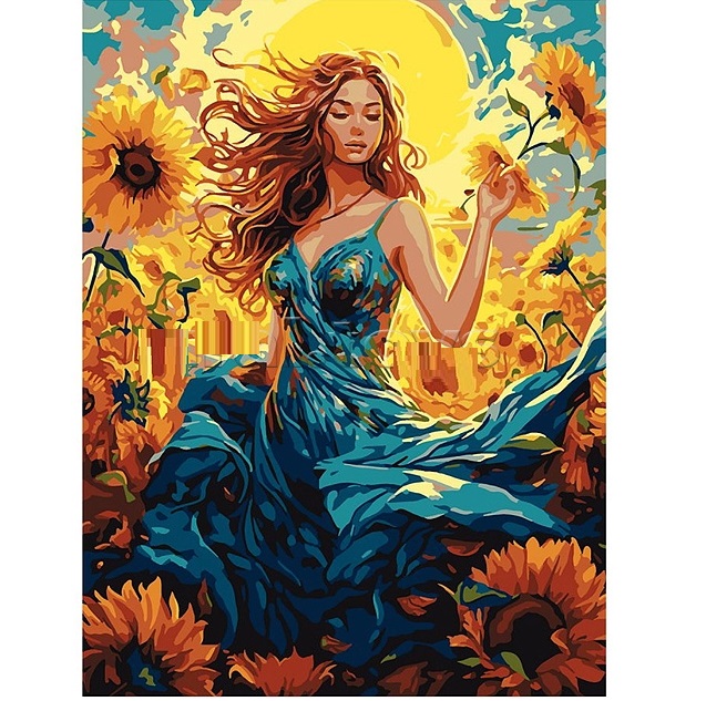 Картина по номерам холст на подрамнике 30*40 см "В подсолнухах" УТМ01483668