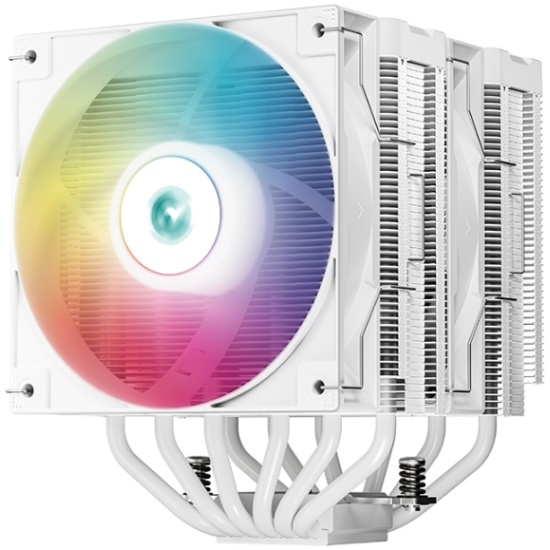 Кулер для процессора DEEPCOOL AG620 DIGITAL WH ARGB LGA1700/1200/115X/AM5/AM4 (8шт/кор, TDP 260W, PWM, DUAL Fan 120mm, 6 тепл. трубок, белый) RET
