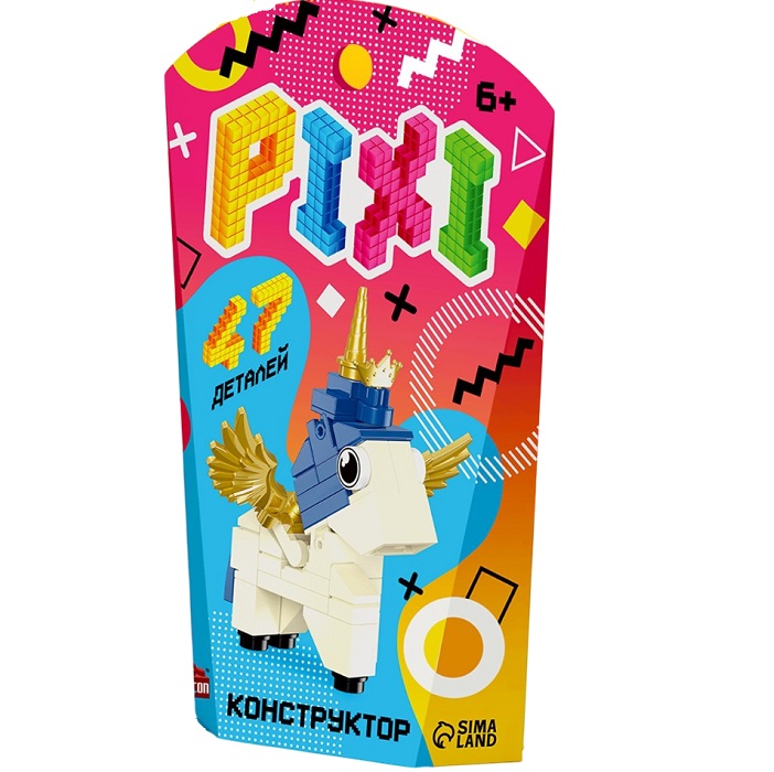 Конструктор блочный «Pixi. Единорог», животные, 47 деталей 9424356