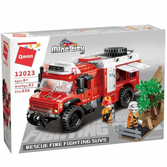 Конструктор QMAN 12023 Пожарная машина 656 дет. в кор.