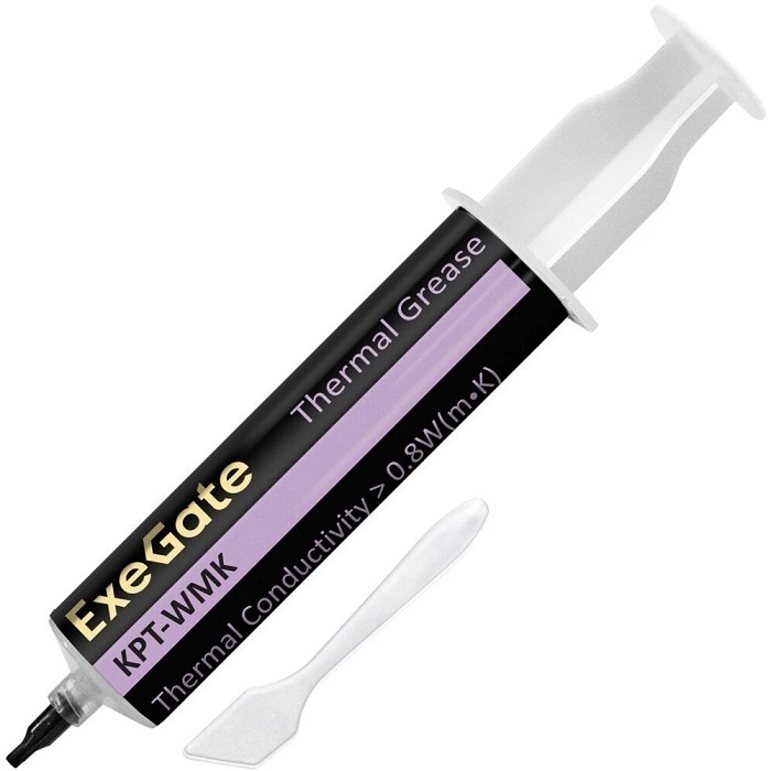 Термопаста ExeGate KPT-WMK (0,8 Вт/(м•К), 50г, шприц с лопаткой)