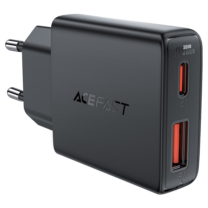 Сетевое ЗУ 1USB/1Type-C ACEFAST A69, Ultra thin, черный, 30Вт (6974316282709)