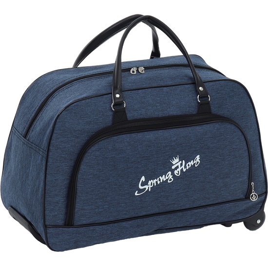 Сумка дорожная на колёсах 20", отдел на молнии, наружный карман, цвет синий