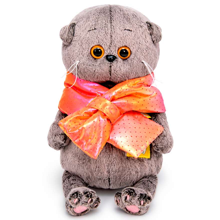 Мягкая игрушка Кот Басик baby в дутом шарфе 18 см (BB-108)