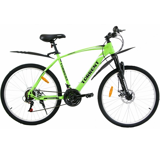 Велосипед TORRENT Urban, Зеленый матовый (рама сталь 19", внедорожный, 18 скоростей, колеса 26д, дисковые тормоза) (26" / 19")