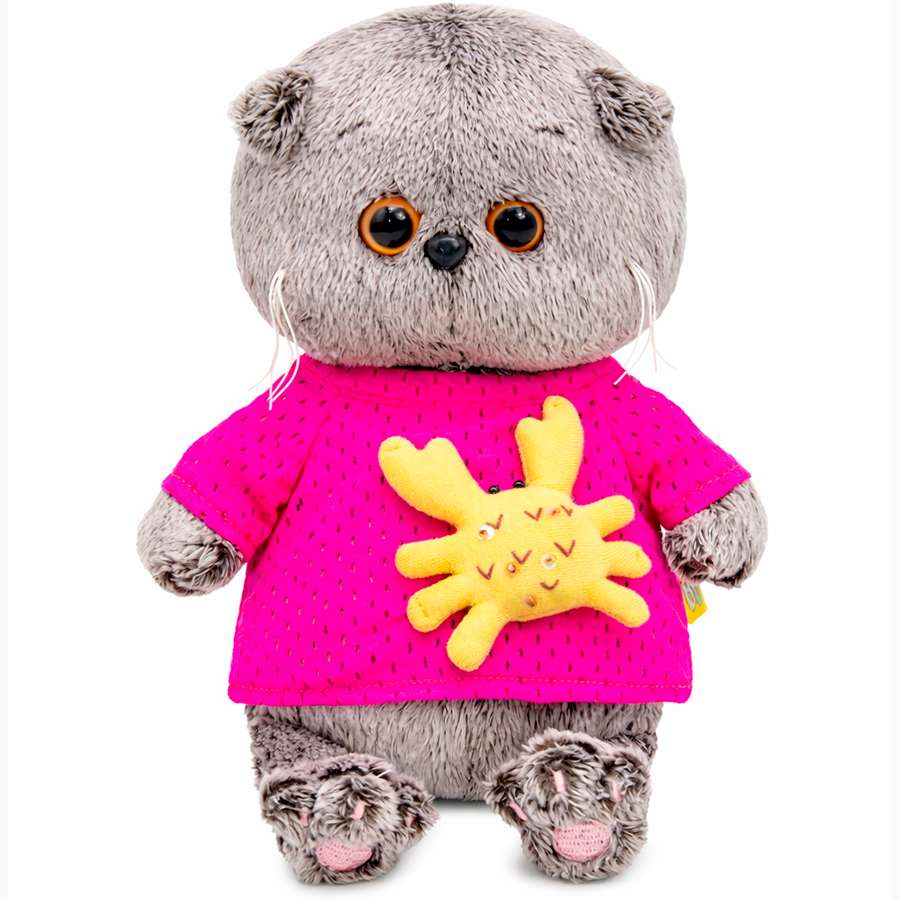 Мягкая игрушка Кот Басик baby в лонгсливе с крабиком 18 см (BB-150)