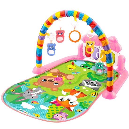 Музыкальный развивающий коврик «Милые зверята», русское озв-е,розовый 6940250