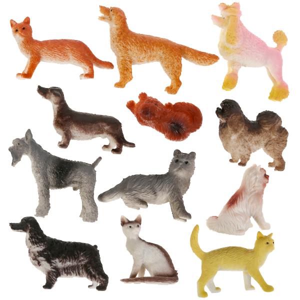 Игрушки пластизоль набор домашних животных 12 шт ИГРАЕМ ВМЕСТЕ