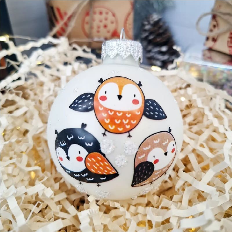 Шар "Веселая совушка", 65мм, в подарочной упаковке КУ-65-224177