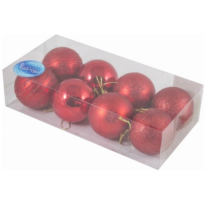 Набор шаров 6 см, 8 шт., цвет: красный SYCB17-536 арт.003377