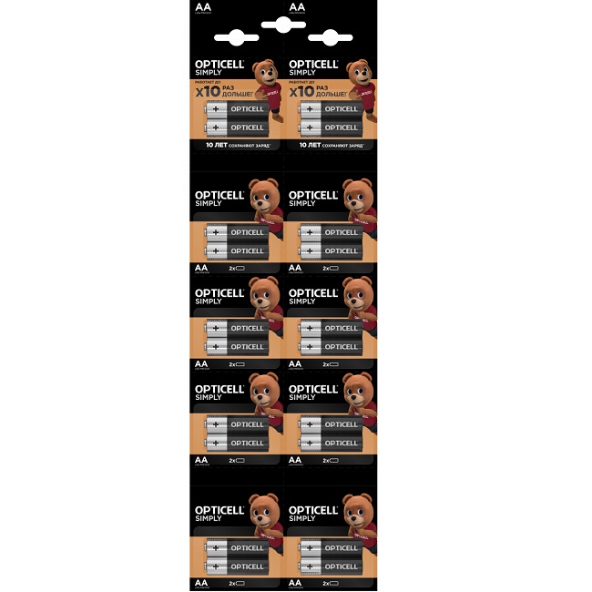 Элемент питания OPTICELL LR06 SIMPLY отрывной BL-20 2*10 (20/200)