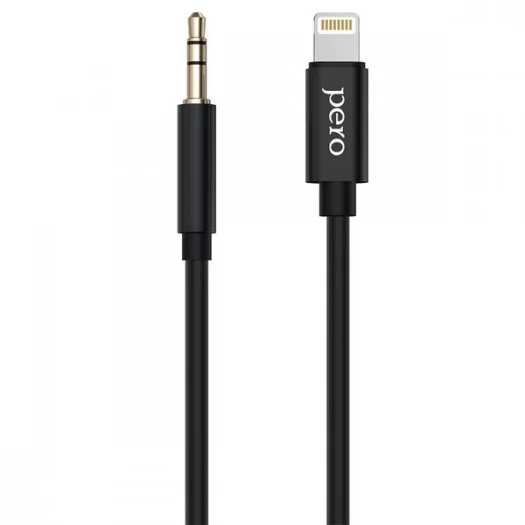 Кабель Jack 3.5 <--> Lightning 1.0м PERO MC-02 Black