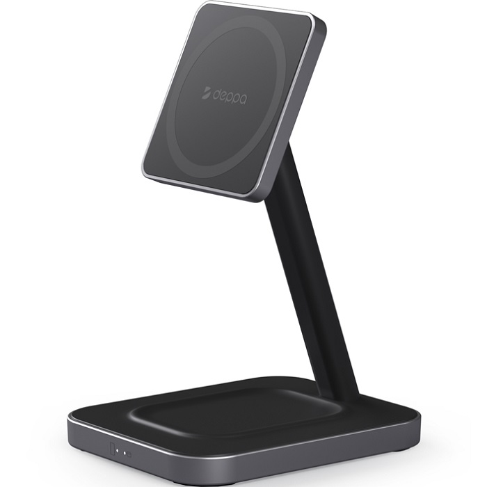 Зарядная станция 2в1 DEPPA MageSafe Stand: iPhone, Airpods, 20 Вт, черная (24016)