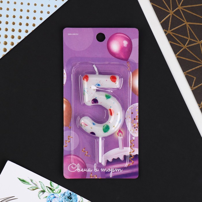 Свеча в торт "5" , 5,5 х 8 см   7793320