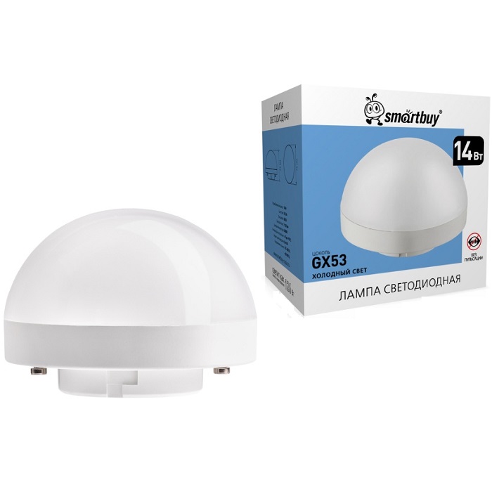 Лампа светодиодная SMARTBUY GX53HS 14W/6000K полусфера (холодный свет) (SBL-GX53HS-14W-6K) (1/100)