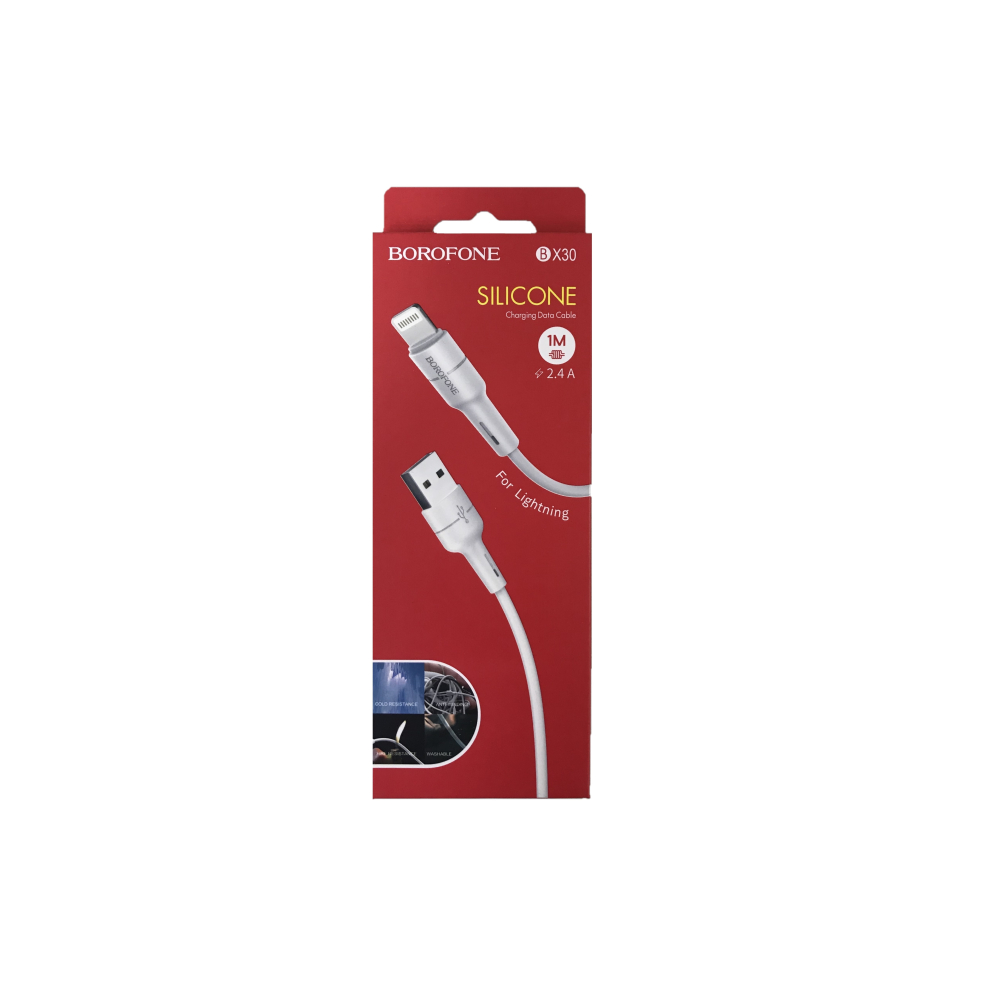 Кабель USB <--> Lightning  1.0м BOROFONE BX30 Silicone белый