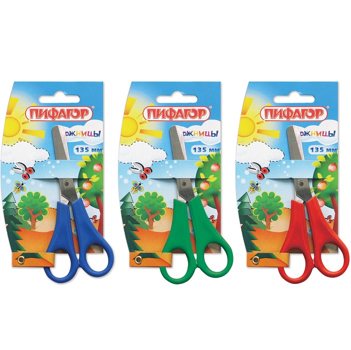 Ножницы ПИФАГОР 135мм, с линейкой арт.231163