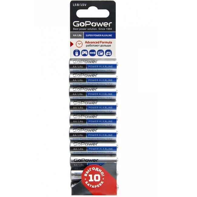 Элемент питания GoPower LR06 BL-10 (10/60/360)