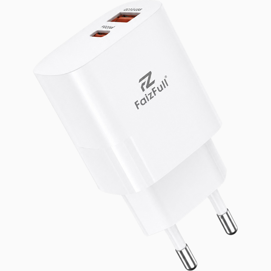 Сетевое ЗУ 1USB/1Type-C FaizFULL FC90 белый, 25W