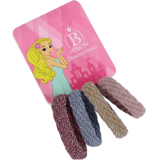 Резинка для волос "Махрушка" (набор 4 шт) косичка блеск   5352675