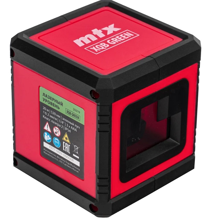 Лазерный уровень XQB GREEN Basic SET, 20 м, зеленый луч, батарейки, резьба 1/4"// MTX