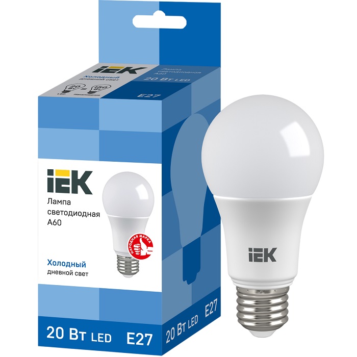 Лампа светодиодная IEK ECO A60 20W/6500К/E27