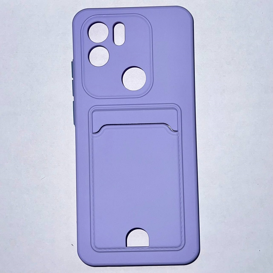 Силиконовый чехол BUTTON для Xiaomi Redmi A1+/Redmi A2+ /POCO C51 лиловый , с карманом для пластик карт