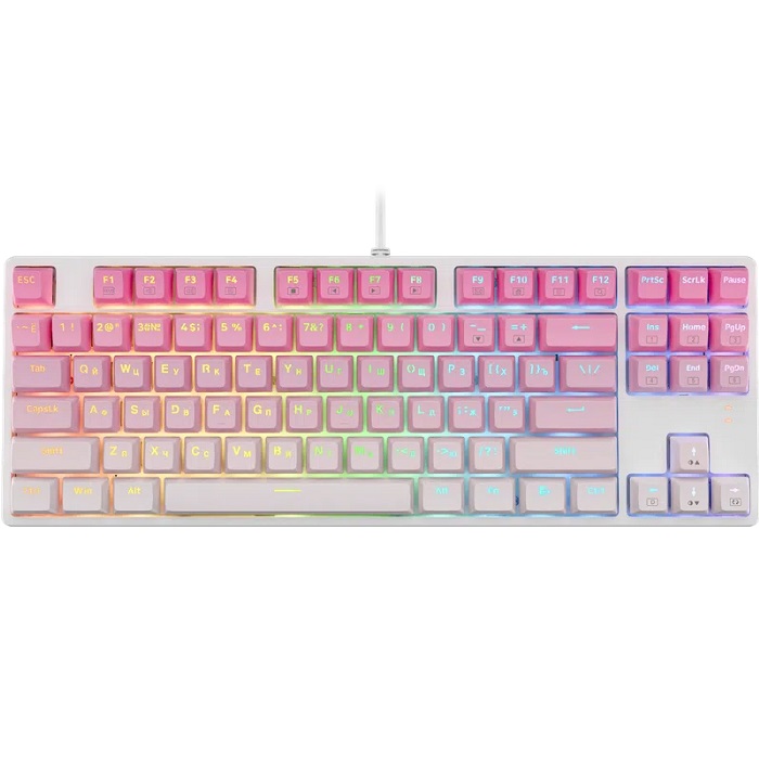 Клавиатура REDRAGON Cass RU,RGB,розовый/белый
