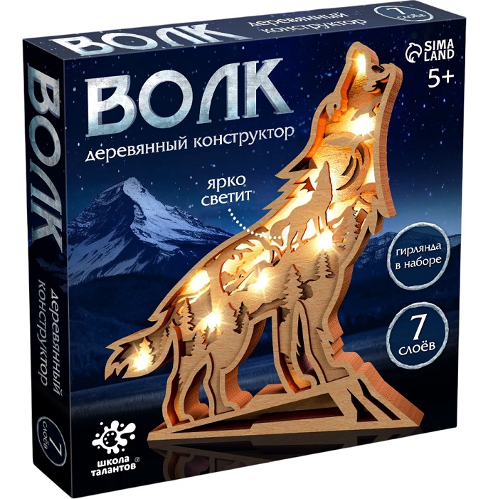 Деревянный конструктор «Волк», размер 21х20 см, гирлянда 10651355